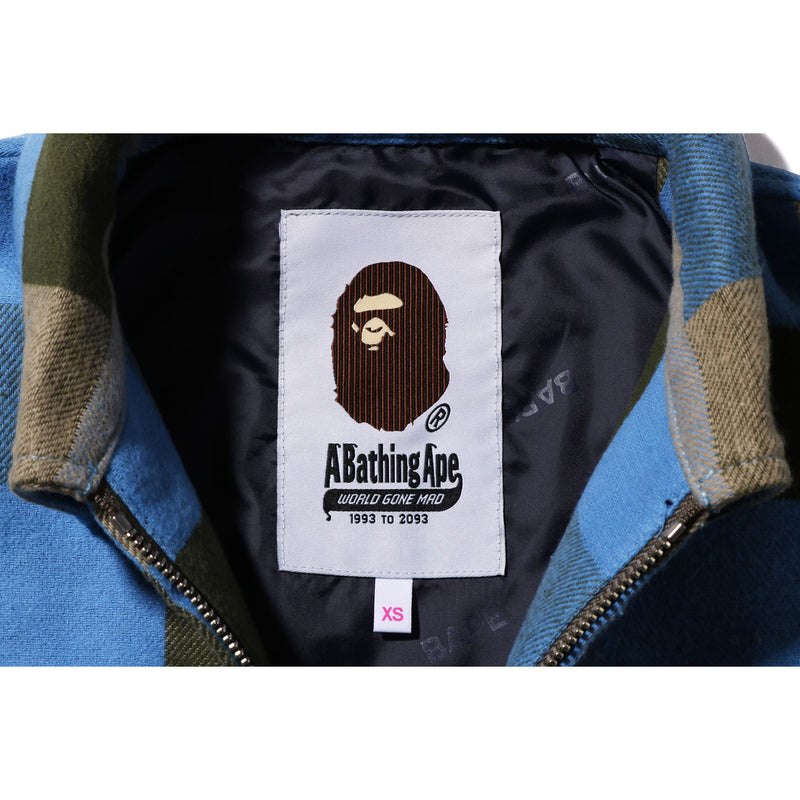 Women Bape Patched Block Check Zip Jacket Jackets Beige USA | PD2741471