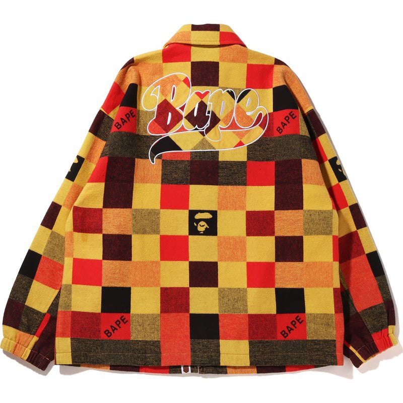 Women Bape Patched Block Check Zip Jacket Jackets Red USA | YK5190910