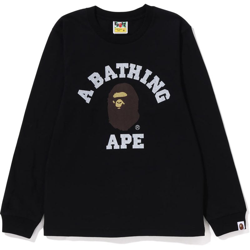 Women Bape Pigment College L/S Tee T Shirts Black USA | TX4627267