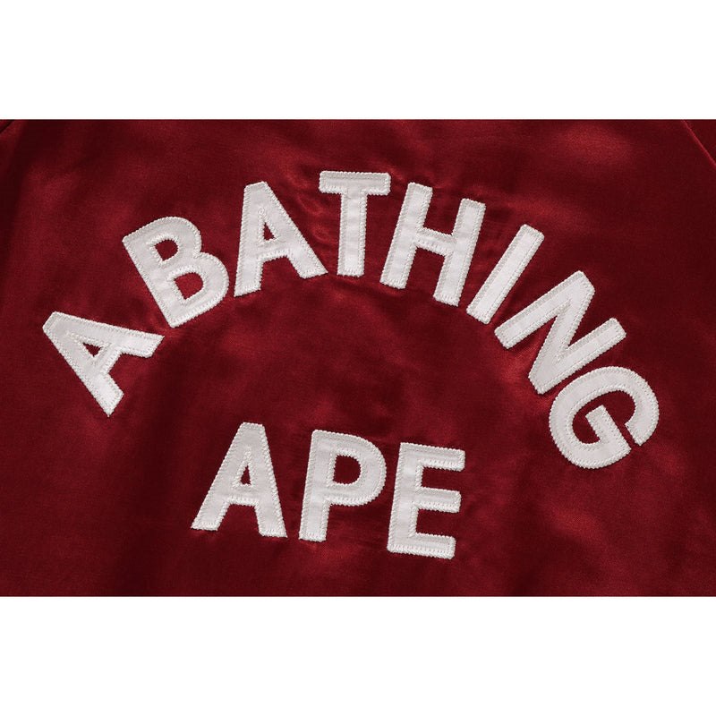 Women Bape Satin Varsity Jacket Jackets Red USA | HV1862682