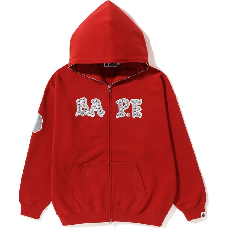 Women Bape Studded Oversized Full Zip Hoodie Hoodie Red USA | PR1136716