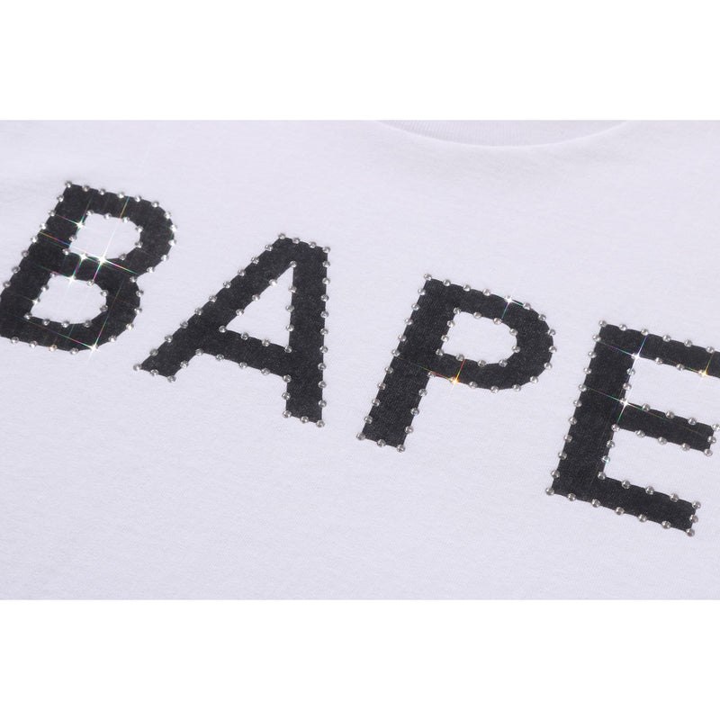 Women Bape Swarovski Tee T Shirts White USA | WQ6546056