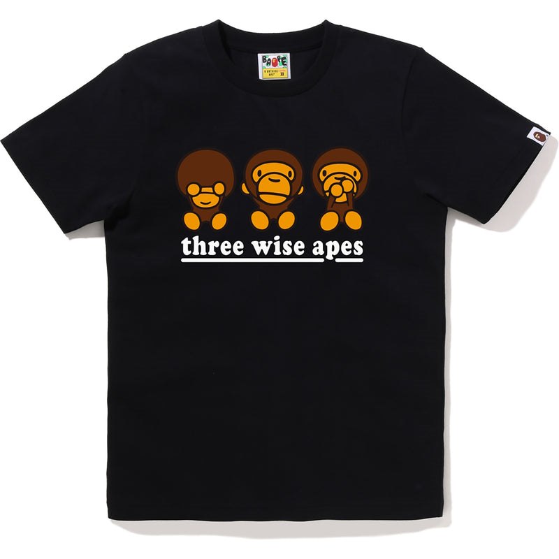 Women Bape Three Wise Milo Tee T Shirts Black USA | ZA1750670