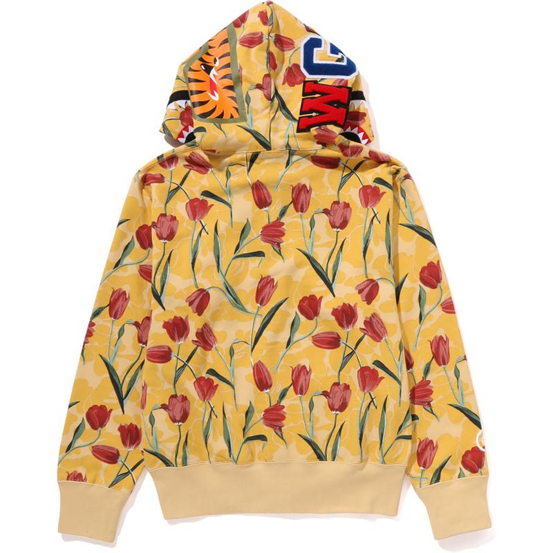 Women Bape Tulip Camo Shark Full Zip Hoodie Hoodie Yellow USA | PL0106216