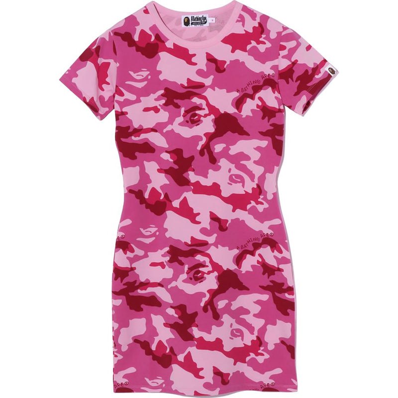 Women Bape Woodland Camo Bodycon Onepiece Dress Pink USA | RU0852382