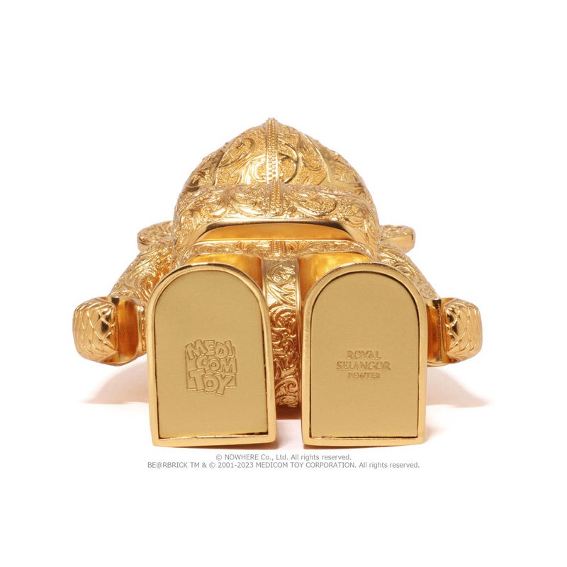 Women Bape X Royal Selangor Shark Be@rbrick 400% Figure Gold USA | KS8990690