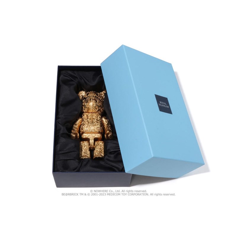 Women Bape X Royal Selangor Shark Be@rbrick 400% Figure Gold USA | KS8990690